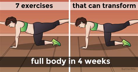 When it comes to overall health, consistent exercise and a healthy diet are of essential importance. 7 exercises can transform your entire body in 4 weeks