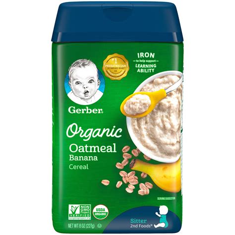 Gerber Organic Oatmeal Banana Baby Cereal 8 Oz Pack Of 6 Walmart