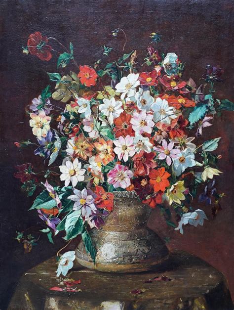 Mary Rischgitz Single Dahlias Bouquet British Victorian Art Floral