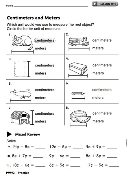 Centimeters Worksheet 1st Grade