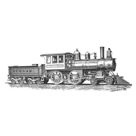 Steam Locomotive Detailed Vector Drawing Free Svg