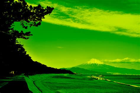 Gunung Fuji Berwarna Hijau Foto Stok Unduh Gambar Sekarang Air