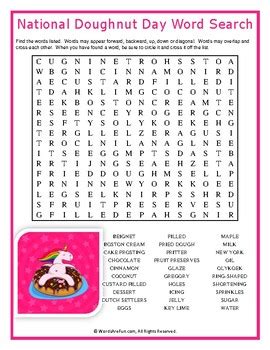 National Doughnut Day Word Search Puzzle By Words Are Fun Tpt