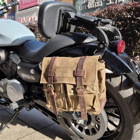 Motorcycle Saddle Bag Side Moto Leather Mens Bag Waxed Etsy