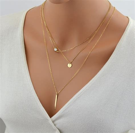 CZ Necklace Delicate Gold Necklace Tiny Diamond Necklace Etsy