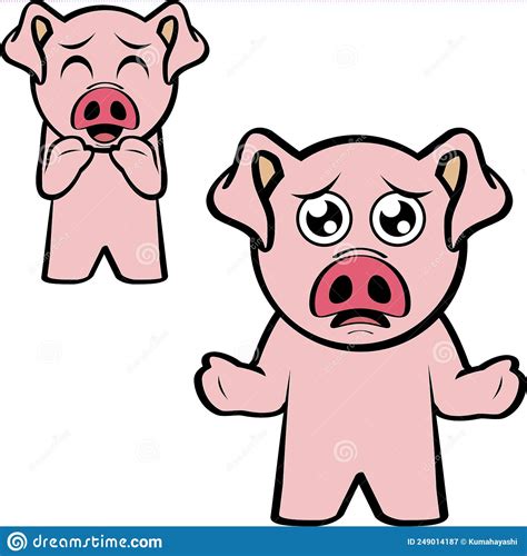 Chibi Piggy Personnage Bande Dessinée Kawaii Expressions Pack