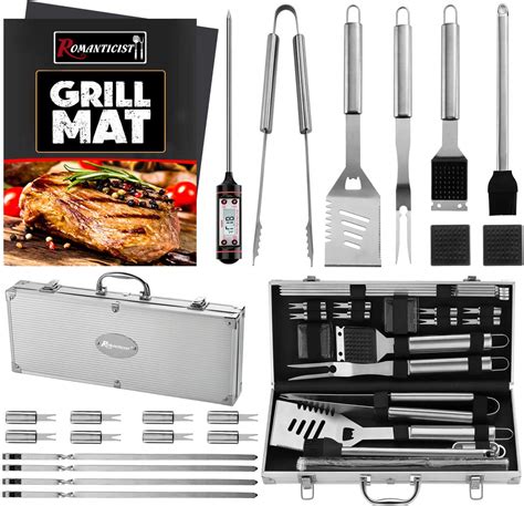 23pc Must Have Bbq Grill Accessories Set With Thermometer In Aluminum