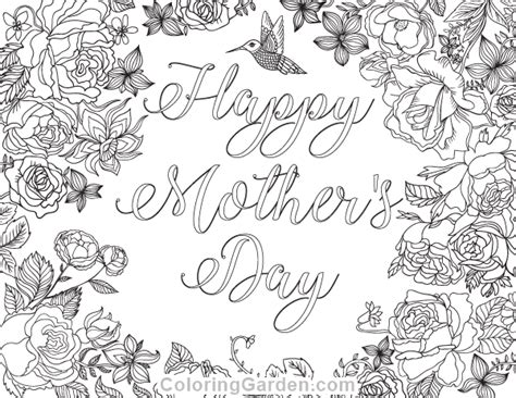 Happy Mothers Day Adult Coloring Page