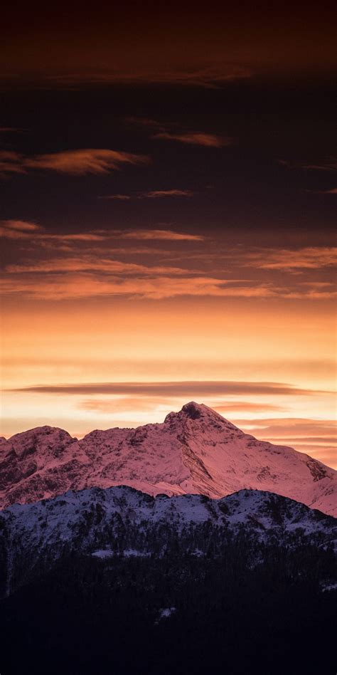 Download 1080x2160 Wallpaper Nature Mountains Dawn Sky Clouds