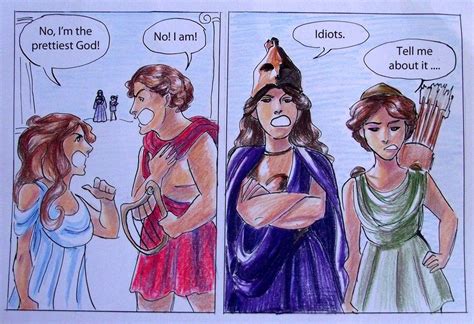 Aphrodite And Apollo Get In An Argument While Athena And Artemis Watch On While Thinking About