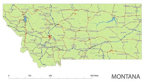Preview Of Montana State Vector Road Map Your Vector