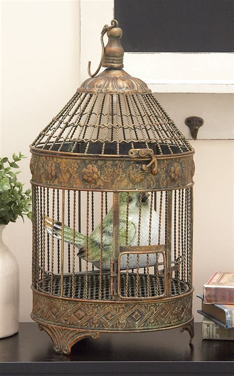 Decmode Rustic Bird Cages Hanging Bird Cage Set Of 2 9 X 24 And 7