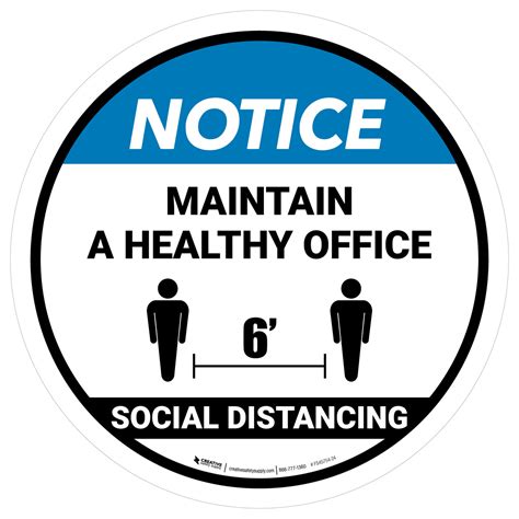 Notice Social Distancing Maintain A Healthy Office Circular Floor Sign