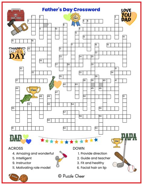 Fathers Day Crossword Puzzle Puzzle Cheer