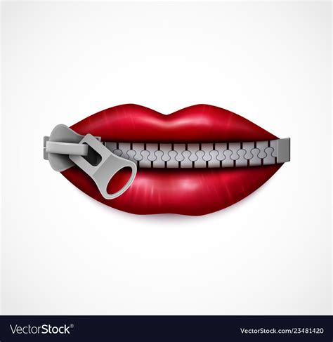 Closed Mouth Zipper Realistic Royalty Free Vector Image