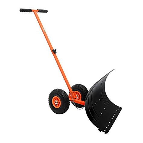 Video Review Ohuhu Adjustable Wheeled Snow Pusher Heavy Duty Rolling