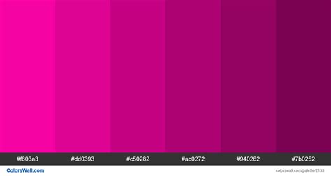 Pink Shades Hex Colors F603a3 Dd0393 C50282 Ac0272