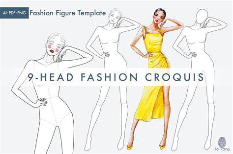 Female Fashion Figure Template 9 Head Fashion Croquis Croquis