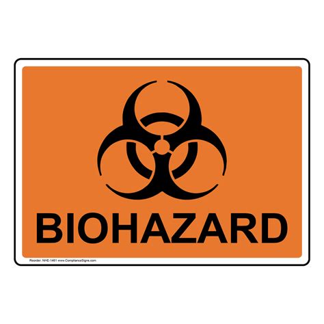Biohazard Sign Or Label Orange 6 Sizes Made In Usa