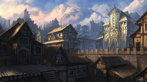 Main Town By Iidanmrak On Deviantart Fantasy Village Fantasy City