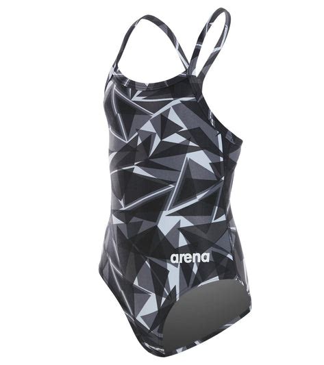 arena girls shattered glass maxlife sporty thin strap racer back one piece swimsuit at