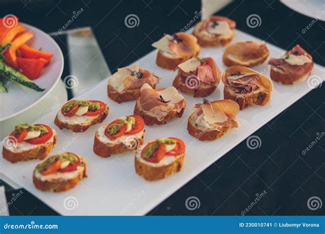 Photo Of Snacks On A Buffet Banquet Table Cold Snack Dishes Stock Image