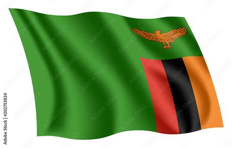 Vecteur Stock Zambia Flag Isolated National Flag Of Zambia Waving