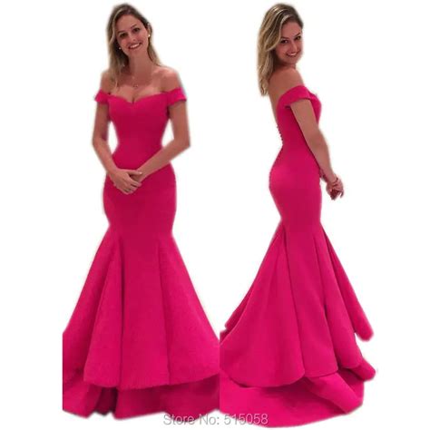 Sexy Sweetheart Off The Shoulder Fuchsia Bridesmaid Dresses Long Satin Mermaid Formal Gowns