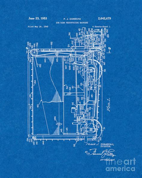 Zamboni Ice Rink Resurfacing Machine Patent Blueprint By Bj Simpson