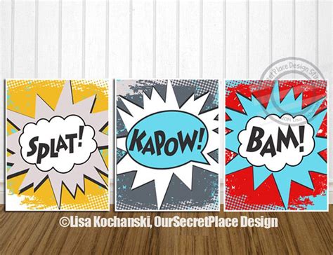 Check spelling or type a new query. PRINTS Bam Splat Kapow Superhero Wall Art Superhero Prints | Etsy | Superhero room, Superhero ...