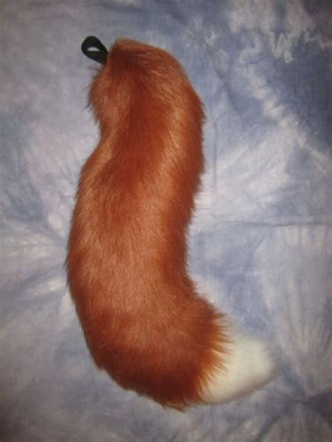 Faux Fur Costume Curvy Rust Fox Tail With White Tip Ready To