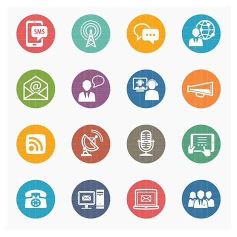Communication Icons Set 1 Colored Series Design Template Place