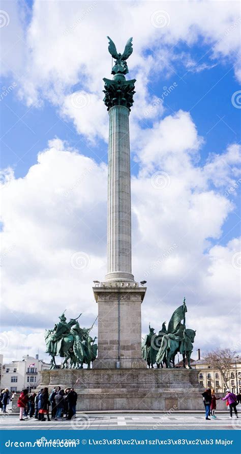 Millennium Monument On The Heroes Square In Budapest Hungary