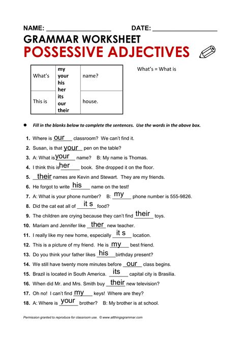 Possessive Adjectives My His Her Esl Worksheet By Yeffersonjapson B
