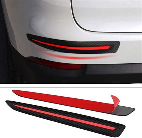 Rennicoco 2 Pack Car Bumper Guard Frontrear Bumper Protector Carbon Fiber Soft Rubber Strip