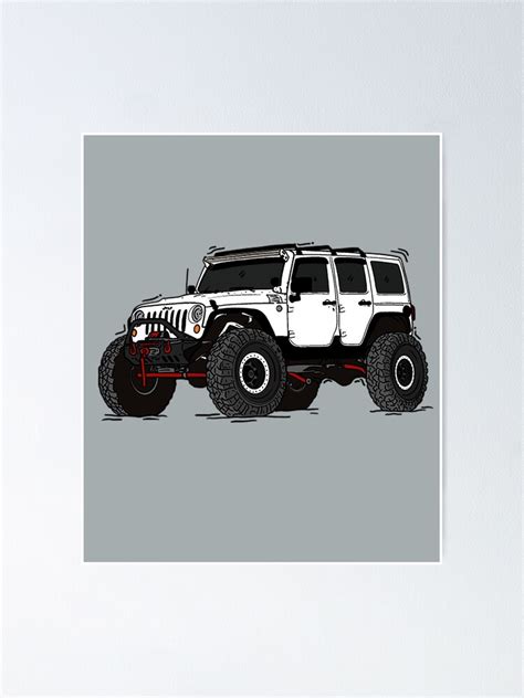 Jeep Wrangler Jeep Wrangler Offroad 4x4 White Essential Poster By