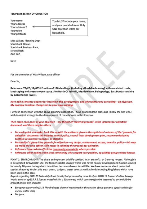 Objection Letter Template Sbcg Inside Letter Of Objection Template