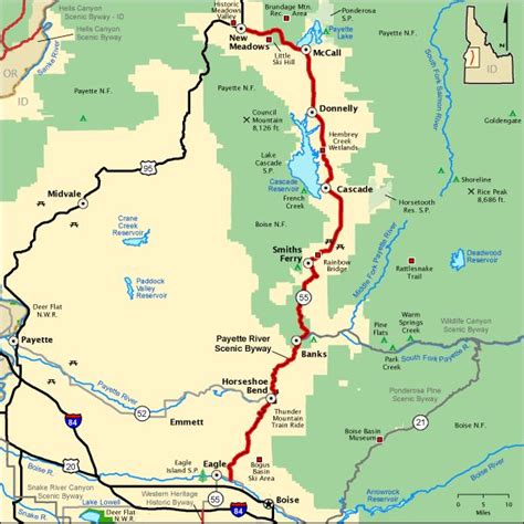 Payette River Scenic Byway Map Americas Byways Scenic Byway