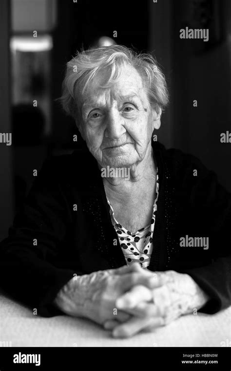 Grandma Black White Portrait Elderly Hi Res Stock Photography And
