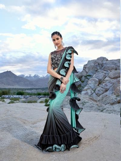 Buy Indian Ruffle Party Wear Saree In Uk Usa And Canada