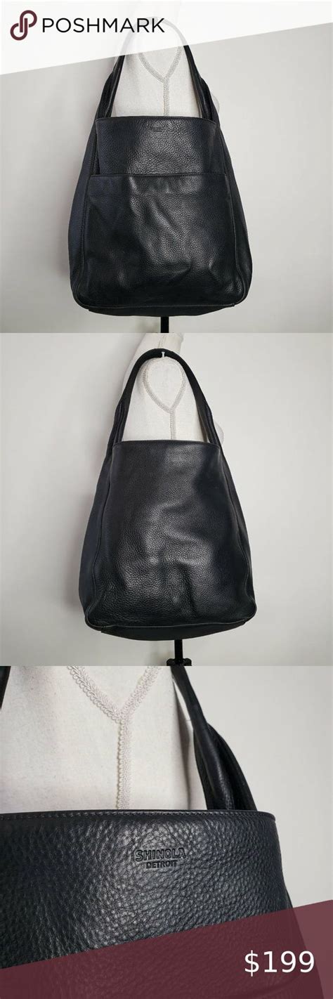 Shinola Detroit Black Pebble Leather Hobo Purse