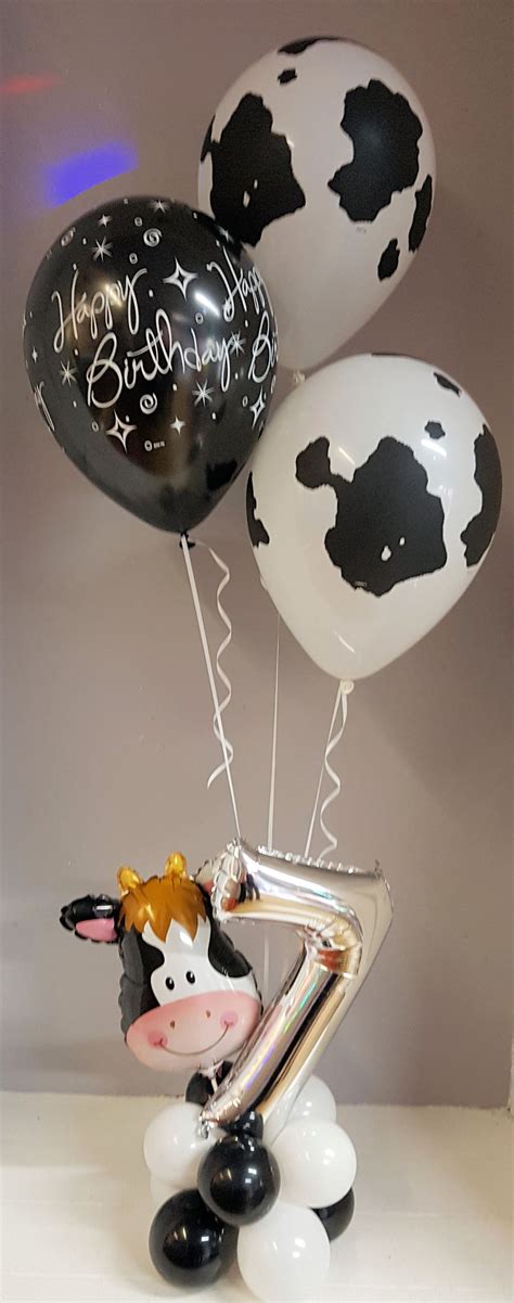 Cow Print Balloons With Age 7 Mini Foil And Mini Cow Head Balloon For