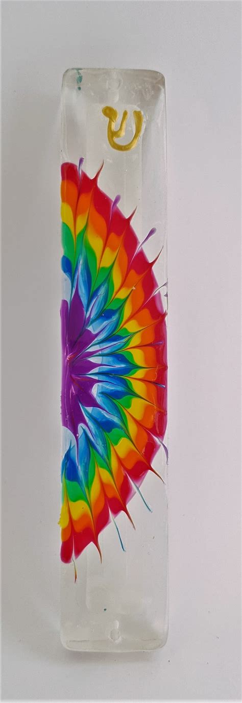 Rainbow Colored Mezuzah Case Modern Partly Transparent Etsy Uk