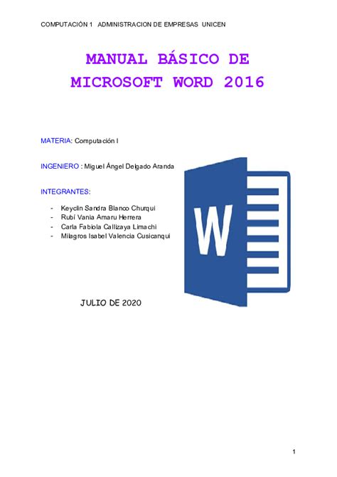 Pdf Manual BÁsico De Microsoft Word 2016 Vania Amaru