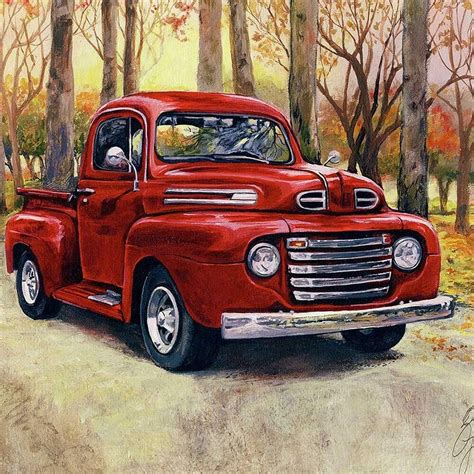 Diamond Painting 5d Full Drill Round Vintage 1948 Red Ford Pickup Truck