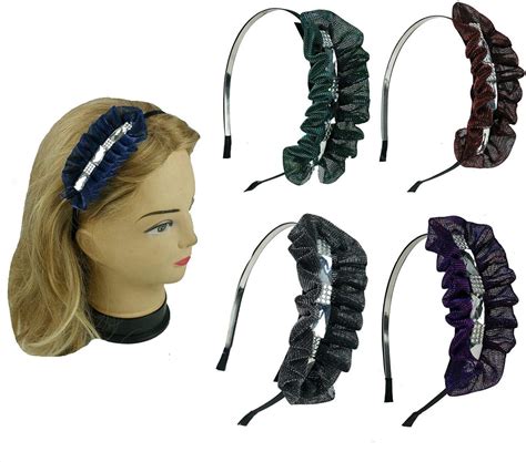 New Metal Headbands With Metallic Color Mesh Fabric And Crystal Beads