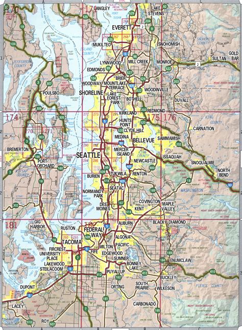 Seattle Wa Suburbs Map Roads Map Surrounding Area Seattle Wa