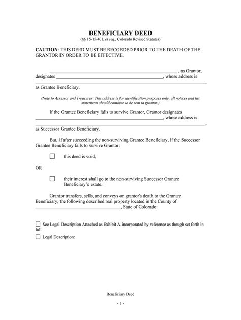 Fill Edit And Print Colorado Transfer On Death Deed Or