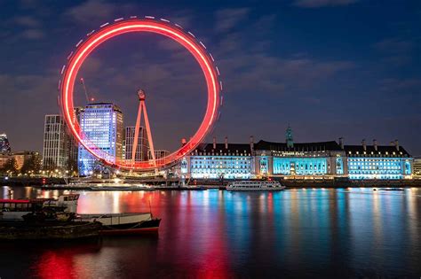 Red London Eye At Night Ed Okeeffe Photography