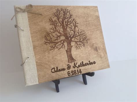 Personalized Engraved Rustic Wedding Guest Book Wedding Guest Book
